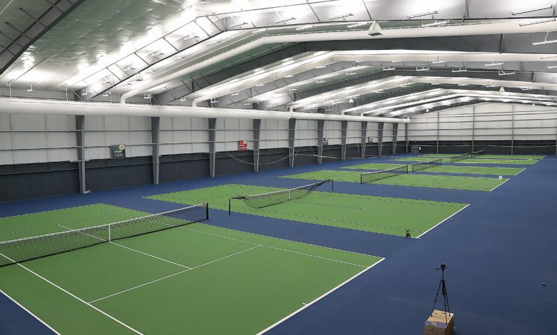 Illustration of a world-class tennis complex with international-standard courts in Nagpur.