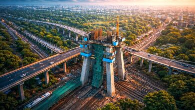Ajni Bridge Nagpur under construction with pylon and connecting beam progress