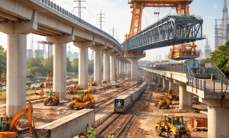 Nagpur Metro Phase 2 construction between Automotive Chowk and Kanhan