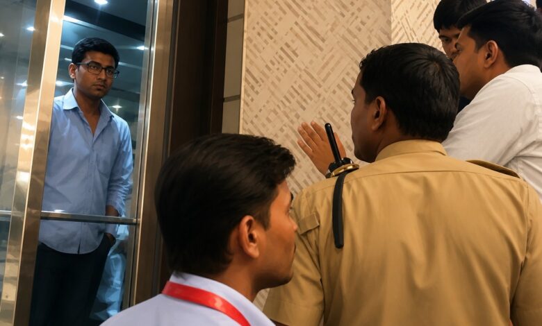 Elevator malfunction at Fortune Mall Sitabuldi Nagpur traps 5-6 visitors — glass broken by mall staff to rescue those inside, May 2, 2026