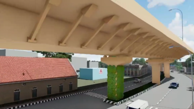 Image showing construction work on a flyover with workers and machinery, symbolizing infrastructure development and progress in Nagpur. | Wadi Flyover