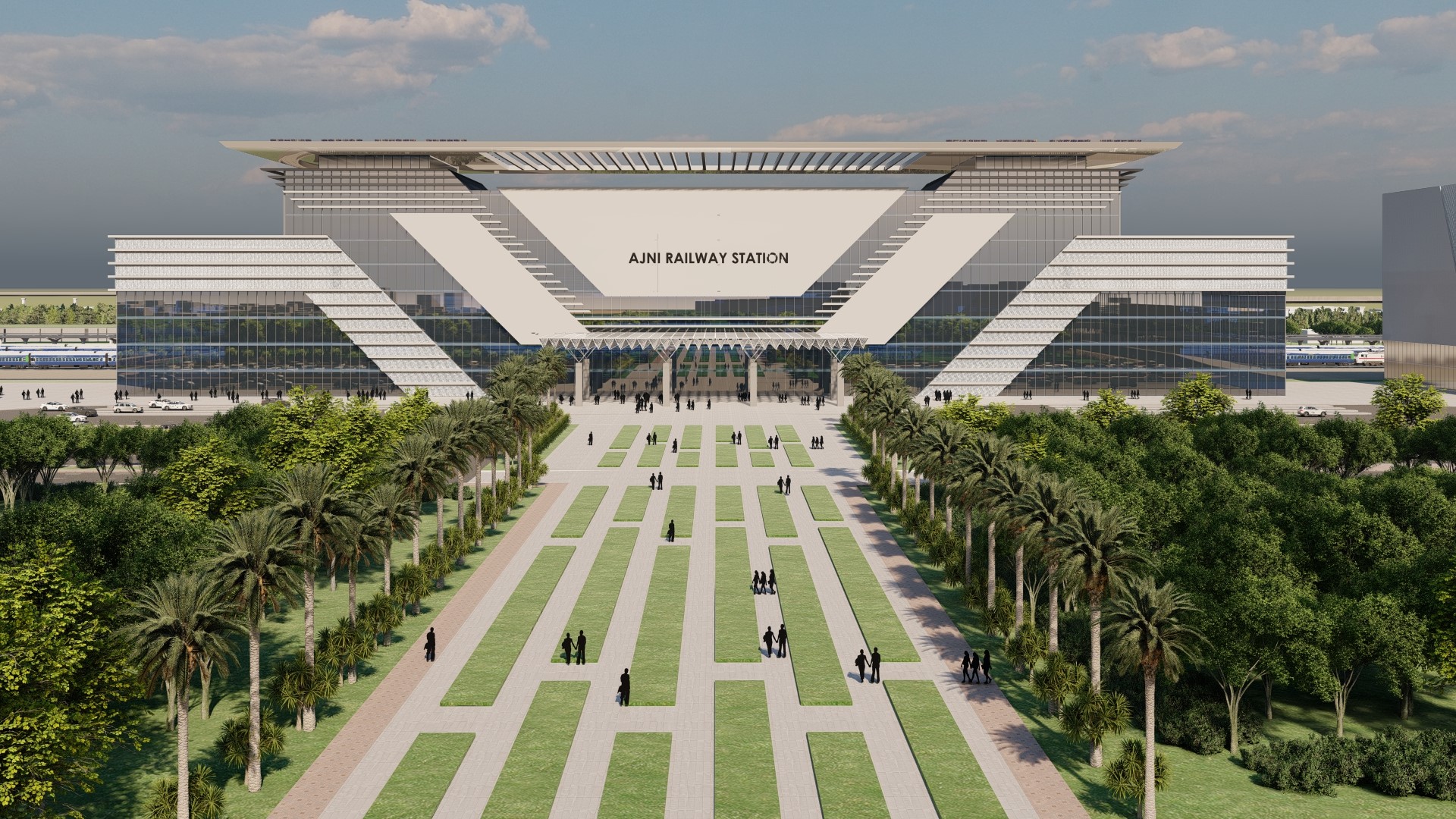 Ajni Railway Station under redevelopment with modern facilities and green building concepts.