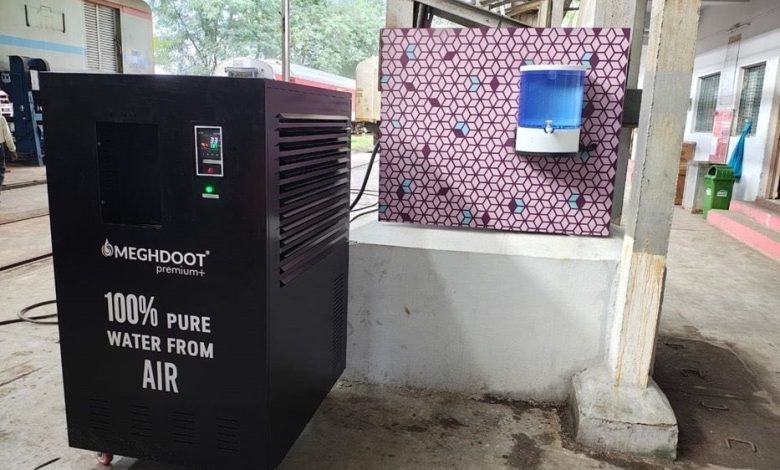 Atmospheric Water Generator in operation at Ajni Coaching Complex.