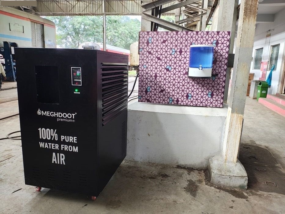 Atmospheric Water Generator in operation at Ajni Coaching Complex.