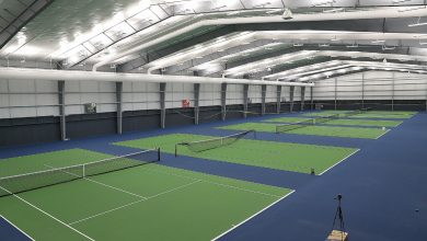 Illustration of a world-class tennis complex with international-standard courts in Nagpur.