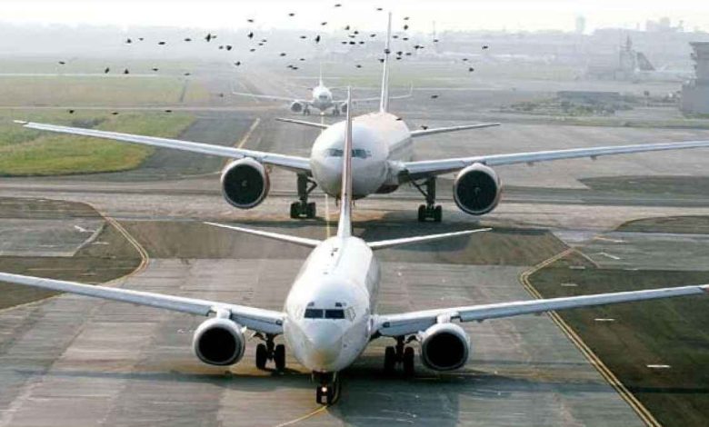Night view of Nagpur Airport with planes ready for departure.