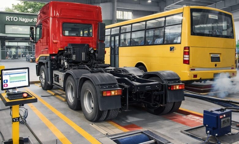 Automated vehicle testing station in Nagpur with modern inspection equipment