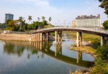 Gandhisagar lake view with visitors enjoying clean waterfront in Nagpur