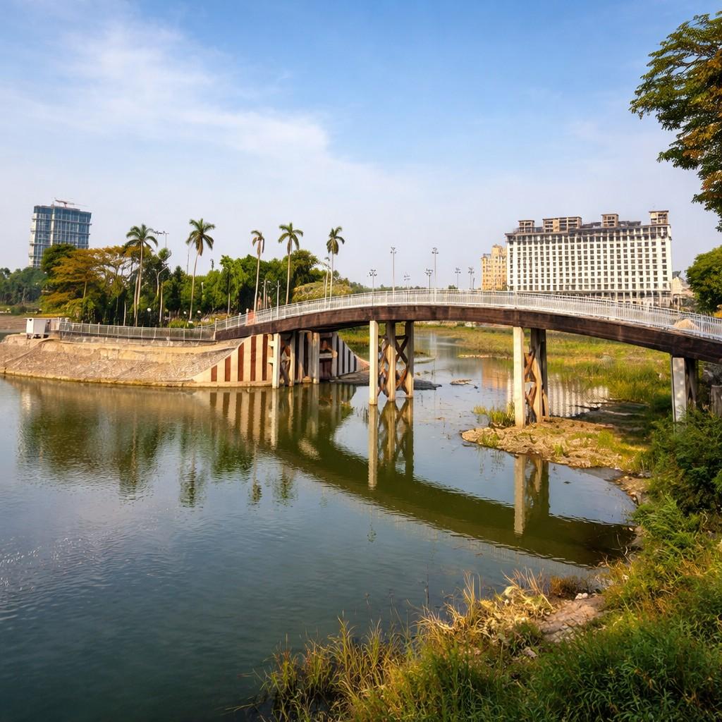 Gandhisagar lake view with visitors enjoying clean waterfront in Nagpur