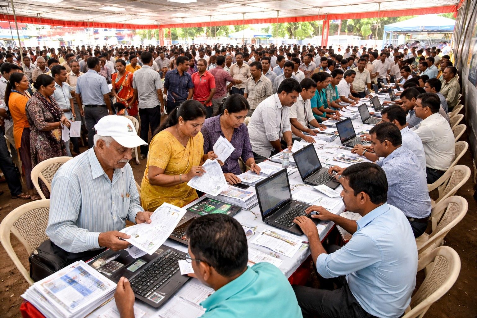 NMC grievance camp crowd, Nagpur citizens water bill complaints, water bill correction desk Nagpur, municipal camp public response