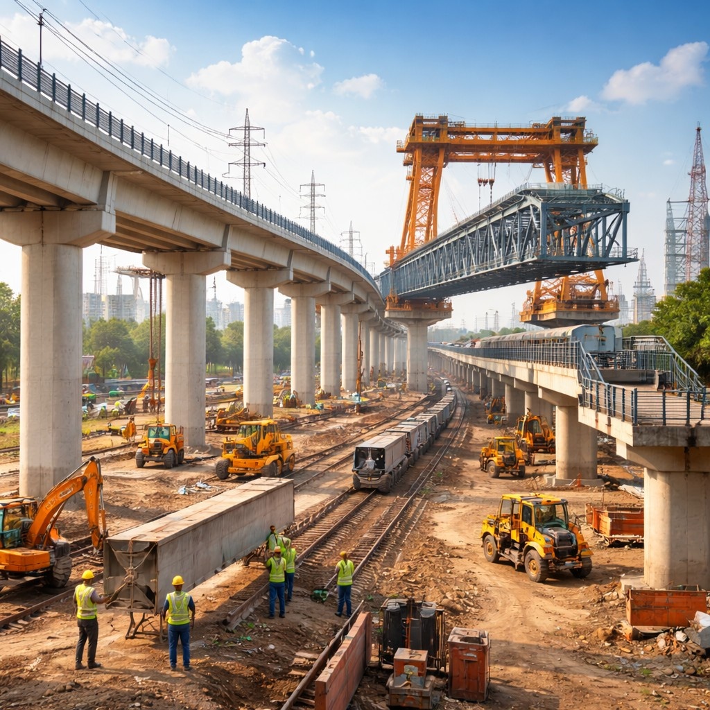 Nagpur Metro Phase 2 construction between Automotive Chowk and Kanhan