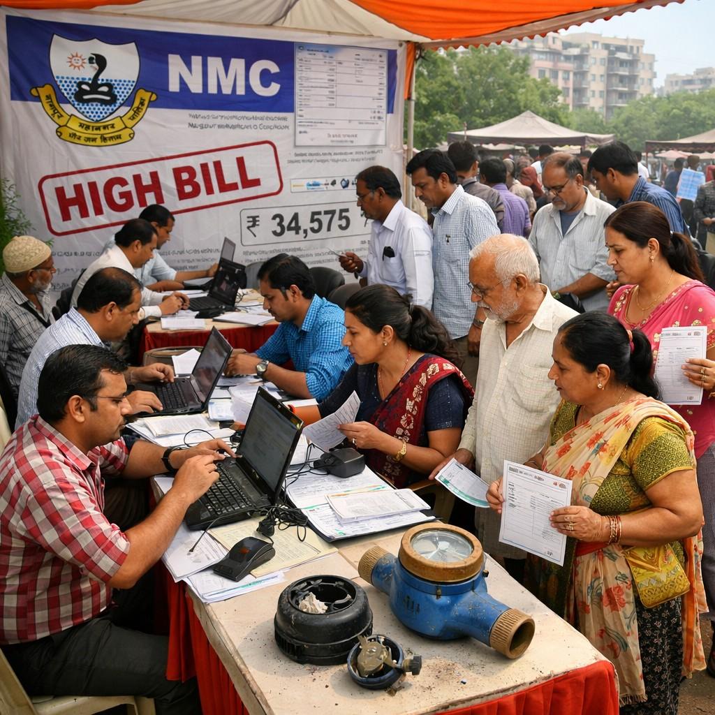 NMC officials correcting excess water bills at Nagpur camp
