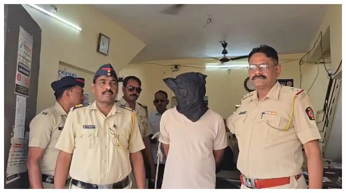 Nagpur NGO case arrest image, Riyaz Fazil Qazi police custody, Nagpur crime investigation scene, NGO abuse protest Nagpur