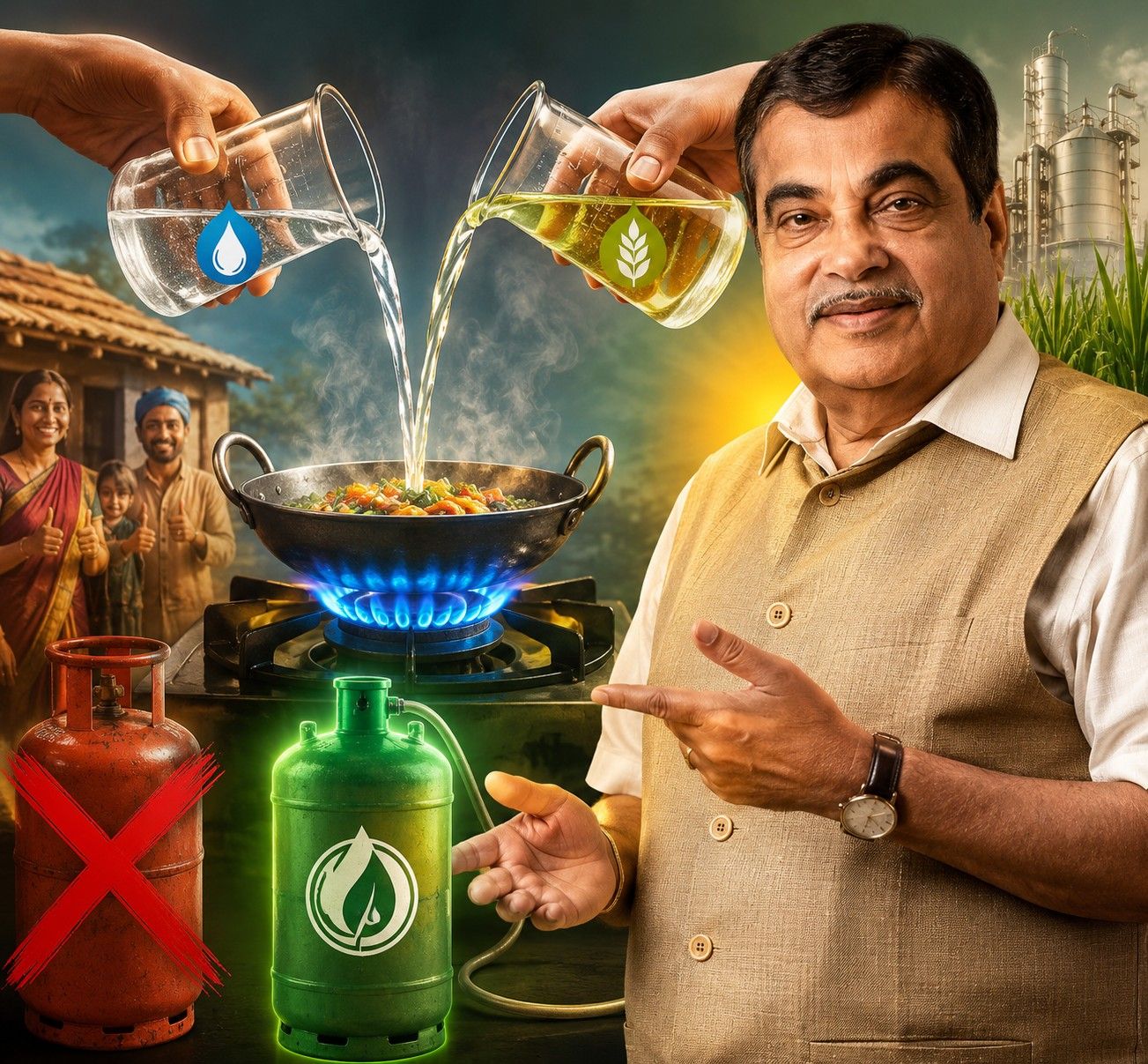 Nitin Gadkari ethanol water cooking stove unveiled Nagpur Mitron Ke Bich cheaper than LPG 2026