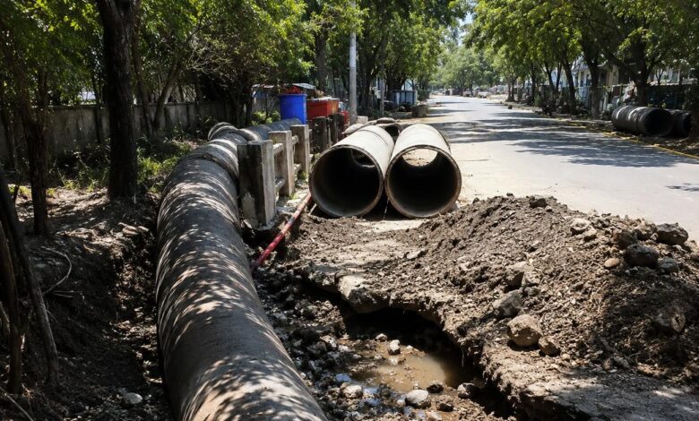 Seminary Hills Telangkhedi road dug up trench no barricading danger Nagpur 2026