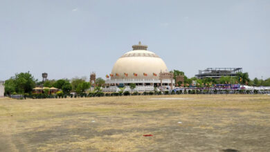 Deekshabhoomi Nagpur development project stalled old wall crumbles debris 2026