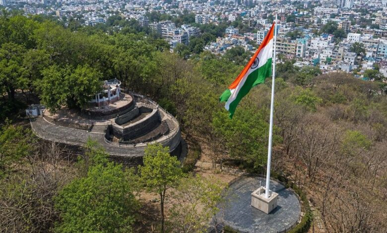 108-foot-tall national tricolour installed atop historic Sitabuldi Fort Nagpur — joint initiative of Indian Army Uttar Maharashtra Gujarat Sub Area and Flag Foundation of India 2026