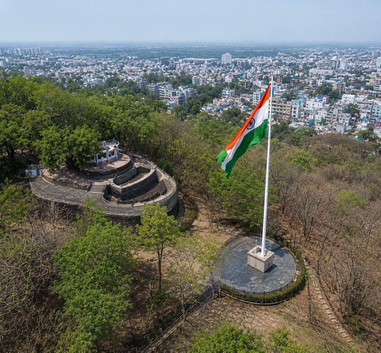 108-foot-tall national tricolour installed atop historic Sitabuldi Fort Nagpur — joint initiative of Indian Army Uttar Maharashtra Gujarat Sub Area and Flag Foundation of India 2026