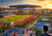 Maharashtra government approves special Rs 100 crore grant for District Sports Complex Kamptee Nagpur — 400m synthetic athletics track hockey astroturf shooting range hostel approved June 2026