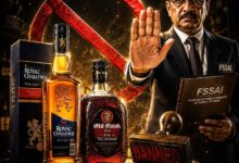 FSSAI bans Royal Challenge Whisky Old Monk Rum Antiquity Blue Bagpiper variants over artificial flavouring violations — Diageo India Inbrew Mohan Rocky Springwater August 2026