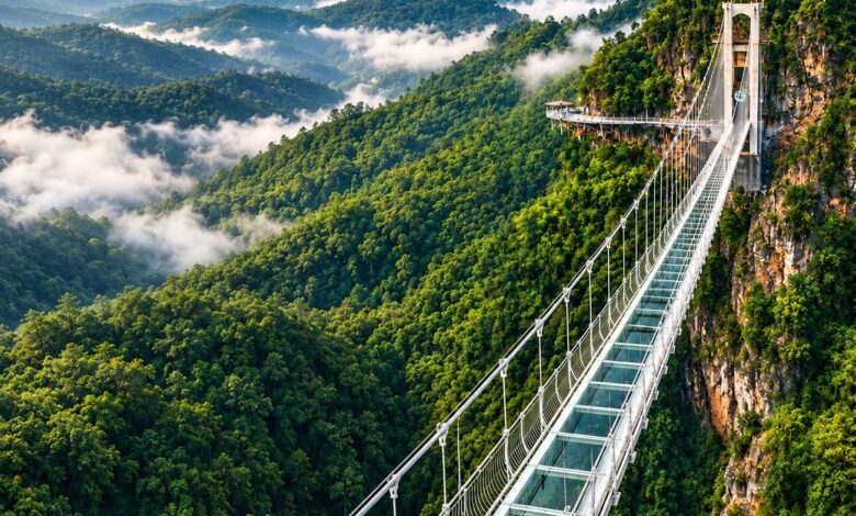 Chikhaldara 407 metre glass skywalk connecting Hurricane Point and Goreghat Point over Melghat Tiger Reserve nears completion August 2026 — two final approvals pending CIDCO Apicon Construction