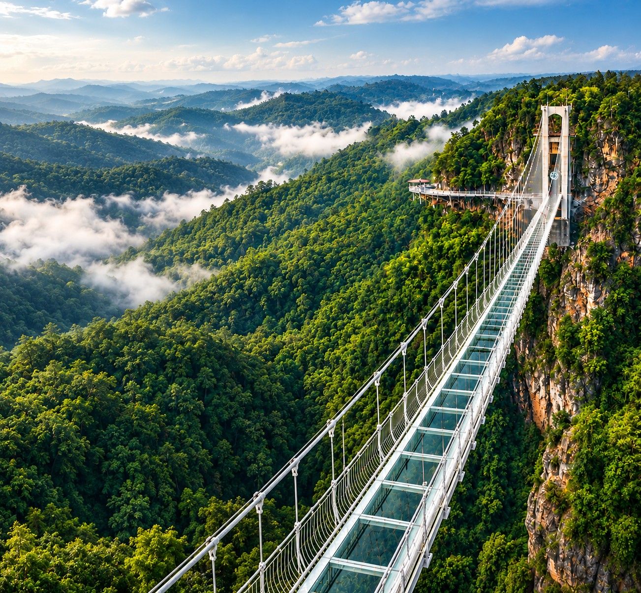 Chikhaldara 407 metre glass skywalk connecting Hurricane Point and Goreghat Point over Melghat Tiger Reserve nears completion August 2026 — two final approvals pending CIDCO Apicon Construction