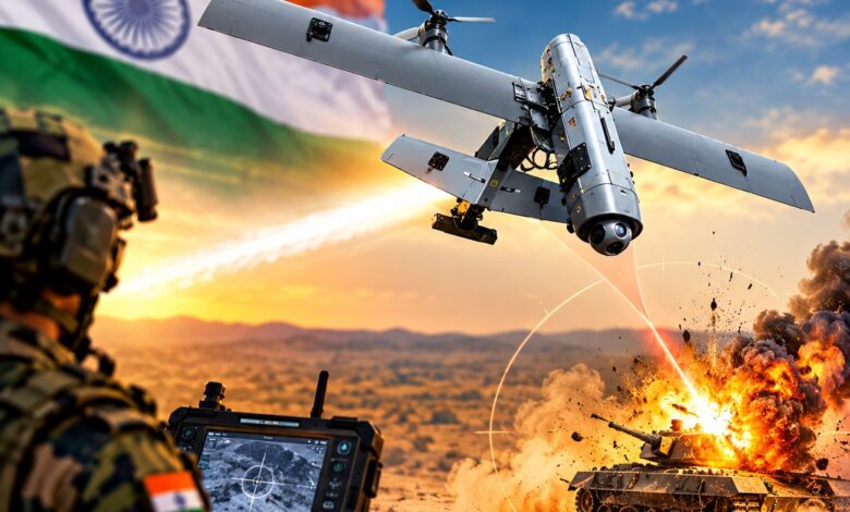 Solar Defence Aerospace Limited SDAL Nagpur delivers Nagastra-2 loitering munition system to Indian Army — 25km range 650mm armour penetration ECCM anti-jamming Mahajan Field Firing Range tested October 2026