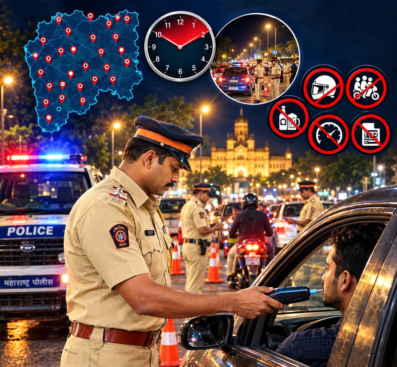 Nagpur Night Nakabandi 2026: Traffic Police Doubles Checkpoints to 25, Active from 10 PM to 2 AM